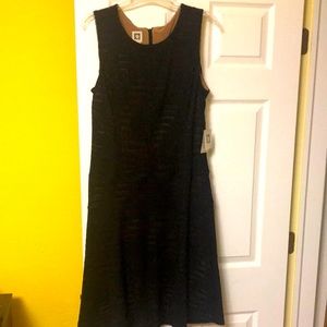 Anne Klein black dress sz 12 tan lining new w tags